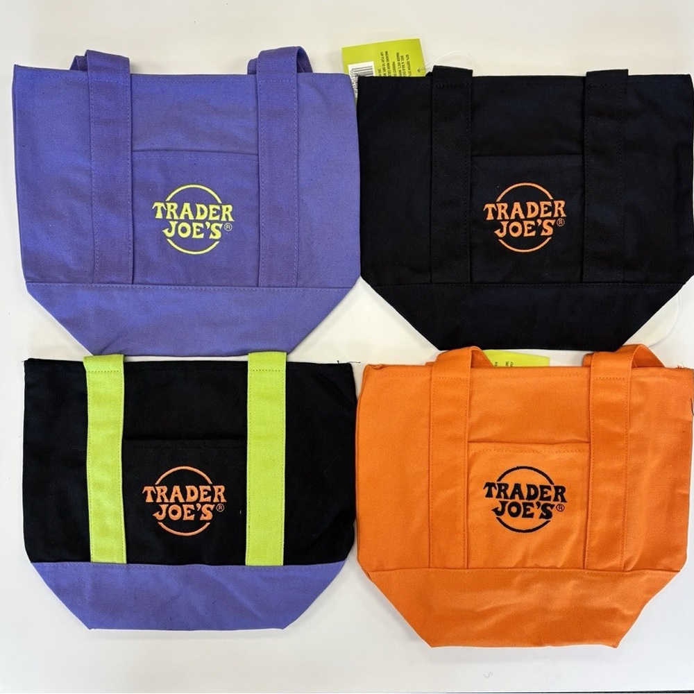 Trader Joe's Tote Bag Set - Purple, Black, Orange
